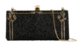 Celeste Beaded Clutch, Satin, Black, MII, S, 2*